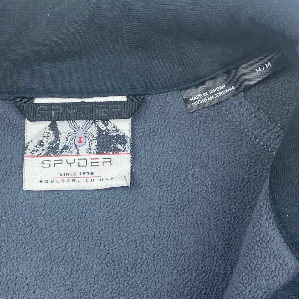Spyder Mens Grey Waffle Knit Quarter Zip Pullover Fleece Jacket Size M